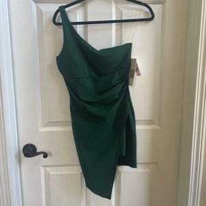 Green one shoulder dress